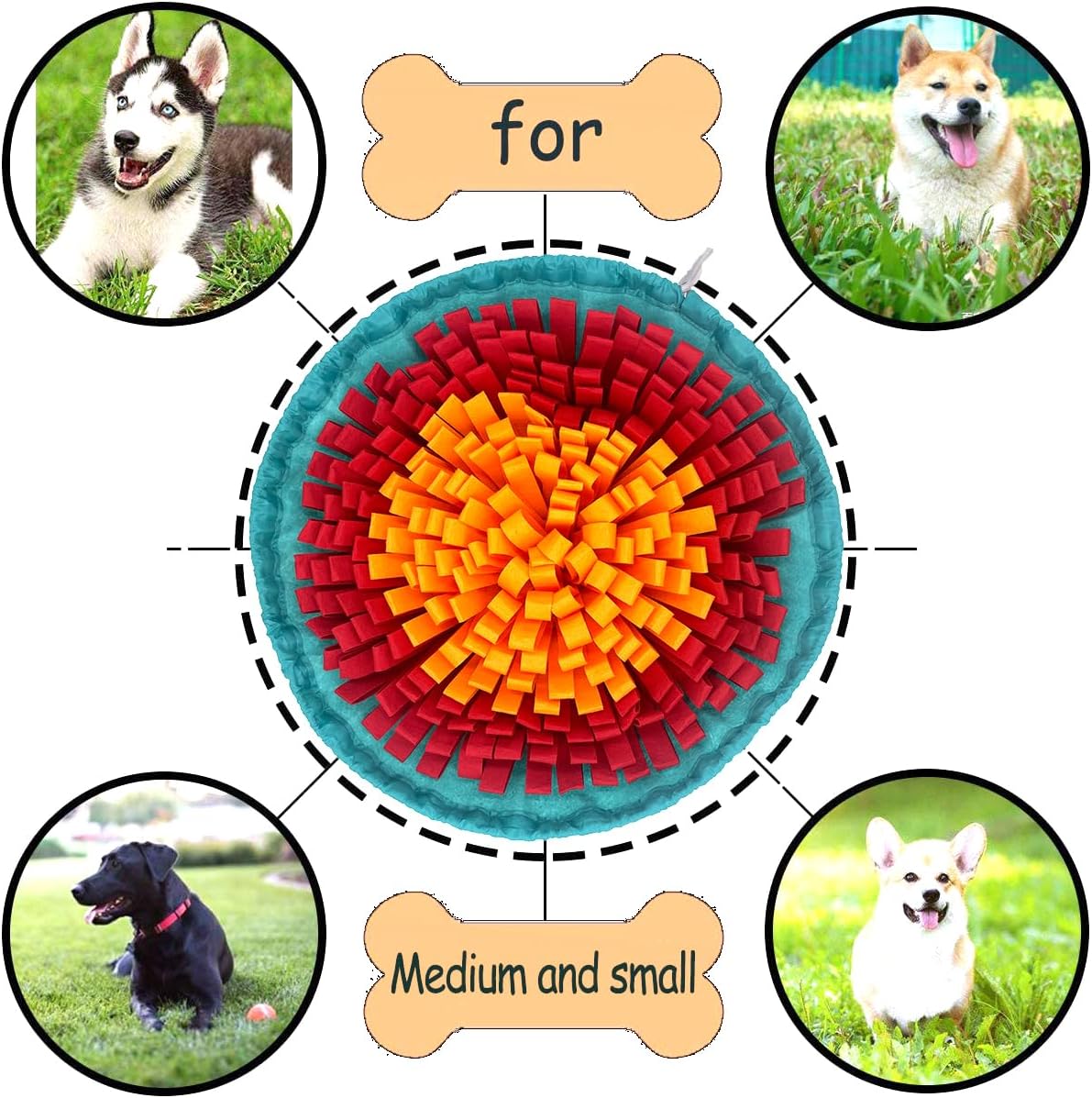 Pet Snuffle Mat for Dogs,Interactive Feed Puzzle for Boredom,Encourages Natural Foraging Skills for Cats Rabbits Dogs Bowl, Dog Treat Dispenser Indoor Outdoor Stress Relief,Travel Portable and Compact