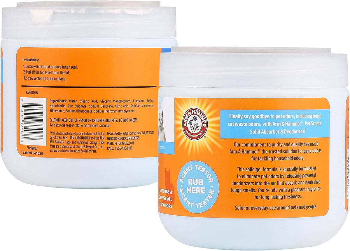 Pet Scents Gel Odor Eliminator, Baking Soda Deodorizer for Pet Rooms, Litter Box Areas, and Indoor Spaces, Long-Lasting Solid Gel Format, Fresh Breeze Scent, 15 Oz