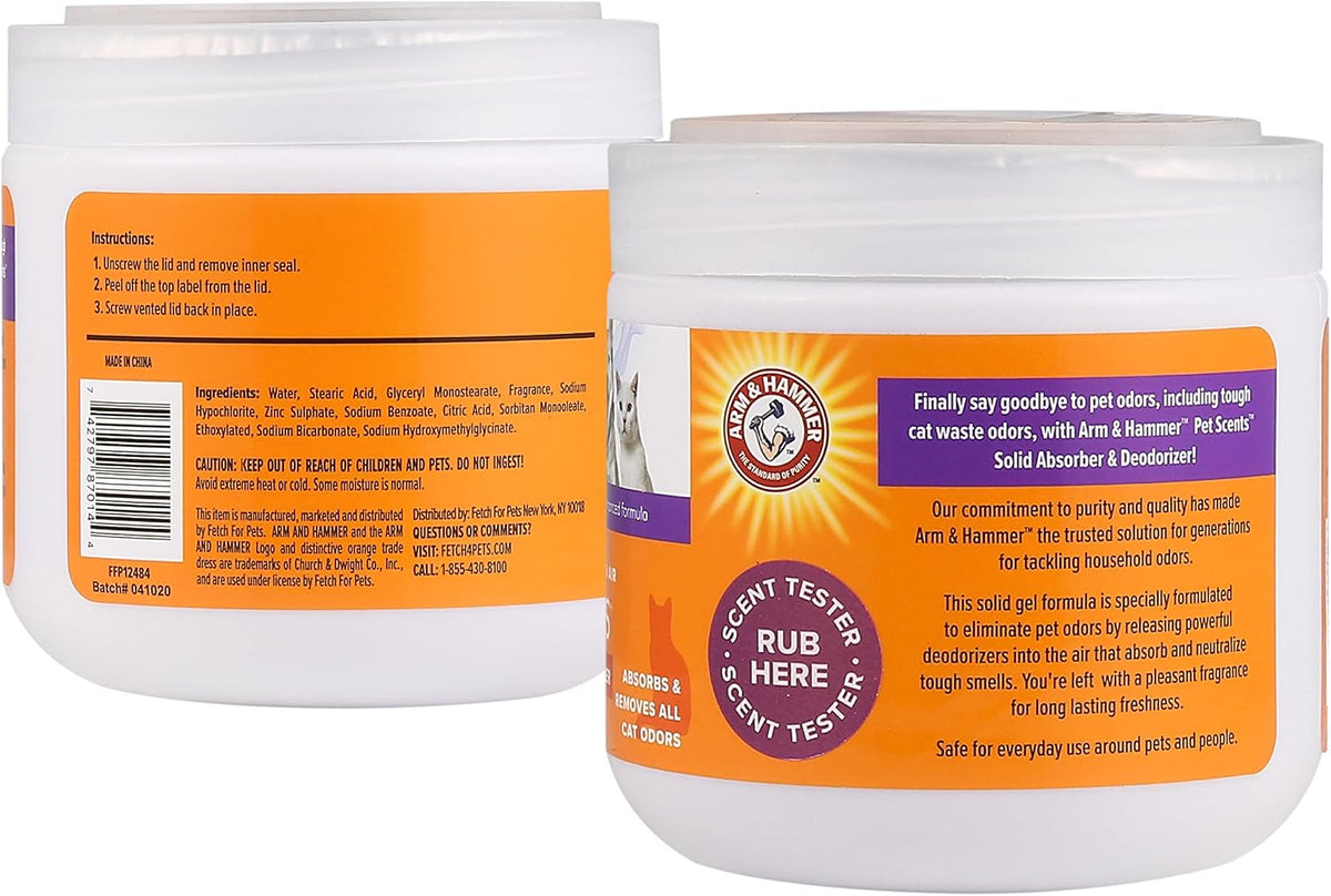 Pet Scents Gel Odor Eliminator, Baking Soda Deodorizer for Pet Rooms, Litter Box Areas, and Indoor Spaces, Long-Lasting Solid Gel Format, Fresh Breeze Scent, 15 Oz