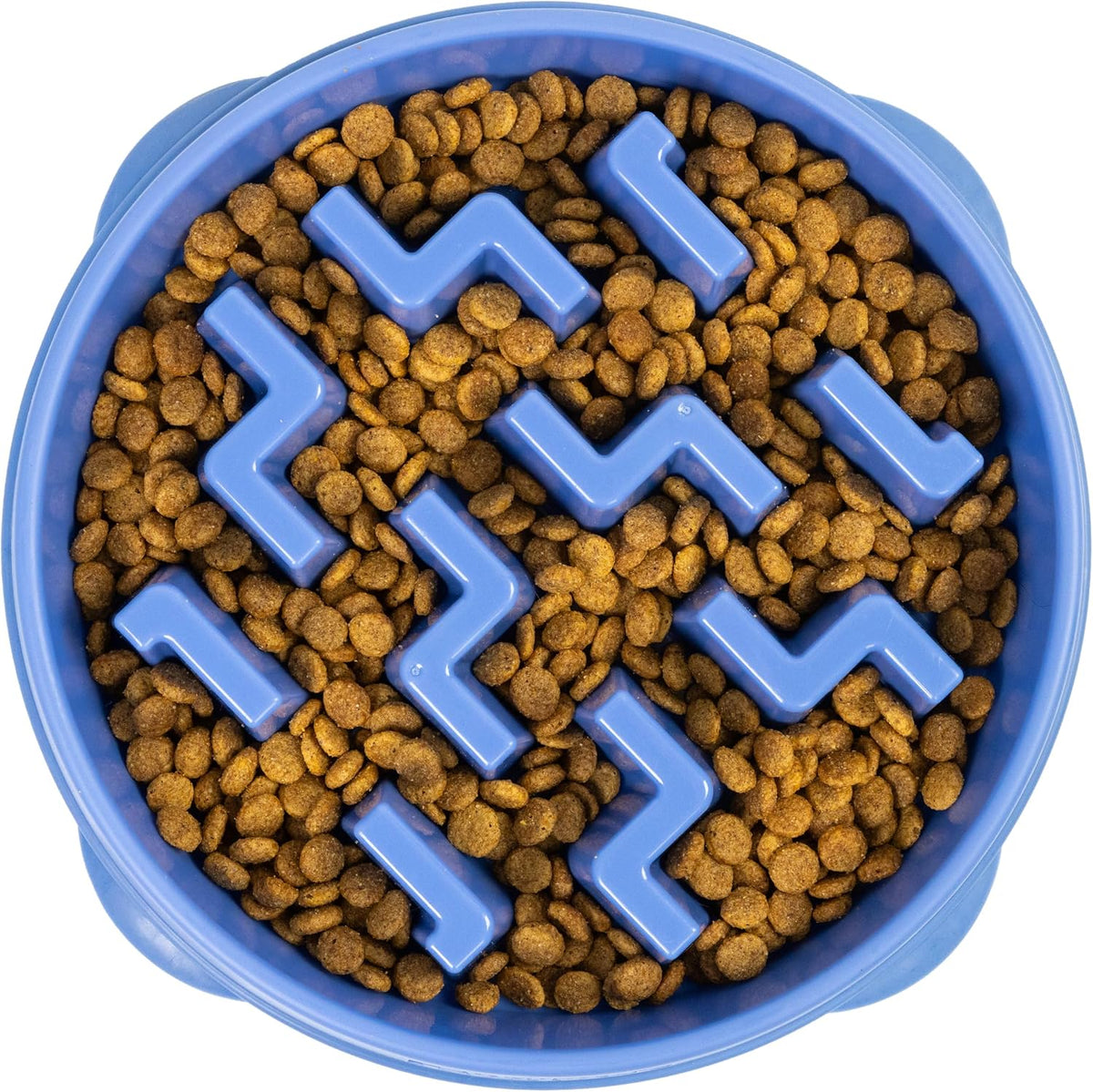 Fun Feeder Slo Bowl – Medium 2‑Cup Capacity, Slow Feeding, Small to Medium Dogs & Cats, Non-Slip, Blue, Notch Pattern | Slows Fast Eaters, Can Aid Digestion, Holds 2 Cups Dry or Wet Food, Non-Slip, Easy Clean, No BPA, Small to Medium Dogs & Cats
