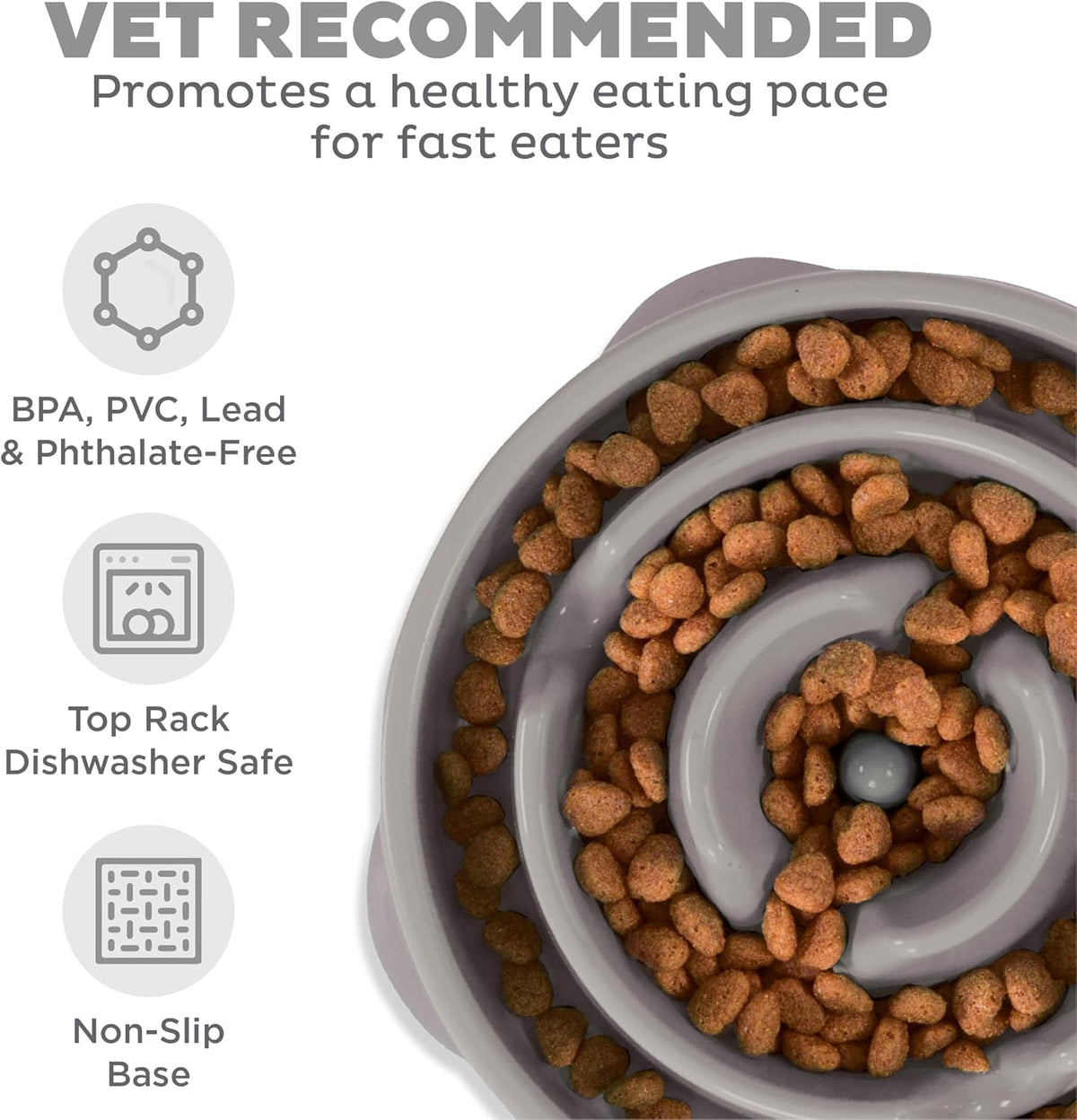 Fun Feeder Slo Bowl – Medium 2‑Cup Capacity, Slow Feeding, Small to Medium Dogs & Cats, Non-Slip, Blue, Notch Pattern | Slows Fast Eaters, Can Aid Digestion, Holds 2 Cups Dry or Wet Food, Non-Slip, Easy Clean, No BPA, Small to Medium Dogs & Cats