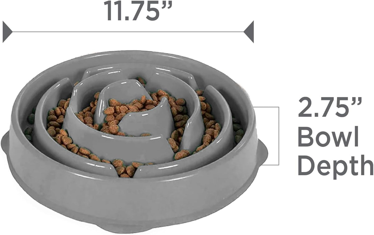 Fun Feeder Slo Bowl – Medium 2‑Cup Capacity, Slow Feeding, Small to Medium Dogs & Cats, Non-Slip, Blue, Notch Pattern | Slows Fast Eaters, Can Aid Digestion, Holds 2 Cups Dry or Wet Food, Non-Slip, Easy Clean, No BPA, Small to Medium Dogs & Cats