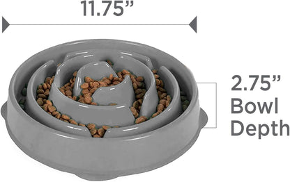 Fun Feeder Slo Bowl – Medium 2‑Cup Capacity, Slow Feeding, Small to Medium Dogs & Cats, Non-Slip, Blue, Notch Pattern | Slows Fast Eaters, Can Aid Digestion, Holds 2 Cups Dry or Wet Food, Non-Slip, Easy Clean, No BPA, Small to Medium Dogs & Cats