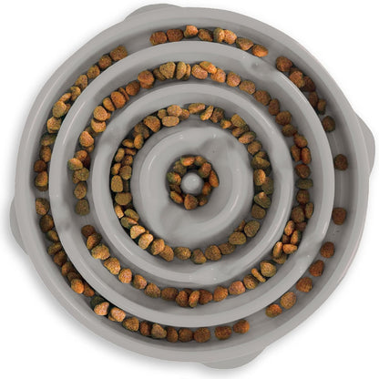 Fun Feeder Slo Bowl – Medium 2‑Cup Capacity, Slow Feeding, Small to Medium Dogs & Cats, Non-Slip, Blue, Notch Pattern | Slows Fast Eaters, Can Aid Digestion, Holds 2 Cups Dry or Wet Food, Non-Slip, Easy Clean, No BPA, Small to Medium Dogs & Cats