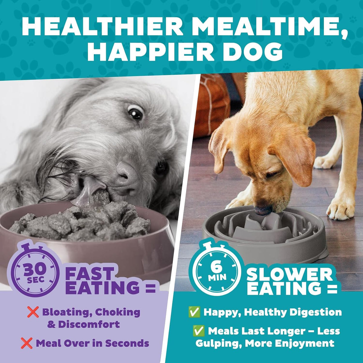 Fun Feeder Slo Bowl – Medium 2‑Cup Capacity, Slow Feeding, Small to Medium Dogs & Cats, Non-Slip, Blue, Notch Pattern | Slows Fast Eaters, Can Aid Digestion, Holds 2 Cups Dry or Wet Food, Non-Slip, Easy Clean, No BPA, Small to Medium Dogs & Cats