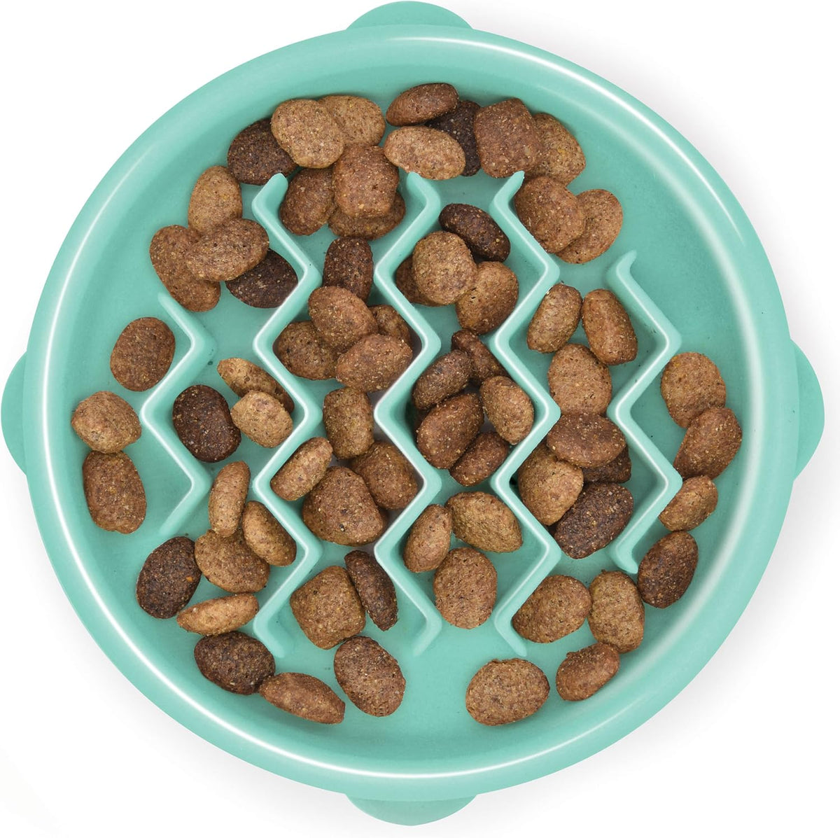 Fun Feeder Slo Bowl – Medium 2‑Cup Capacity, Slow Feeding, Small to Medium Dogs & Cats, Non-Slip, Blue, Notch Pattern | Slows Fast Eaters, Can Aid Digestion, Holds 2 Cups Dry or Wet Food, Non-Slip, Easy Clean, No BPA, Small to Medium Dogs & Cats