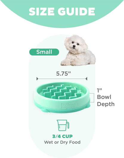 Fun Feeder Slo Bowl – Medium 2‑Cup Capacity, Slow Feeding, Small to Medium Dogs & Cats, Non-Slip, Blue, Notch Pattern | Slows Fast Eaters, Can Aid Digestion, Holds 2 Cups Dry or Wet Food, Non-Slip, Easy Clean, No BPA, Small to Medium Dogs & Cats