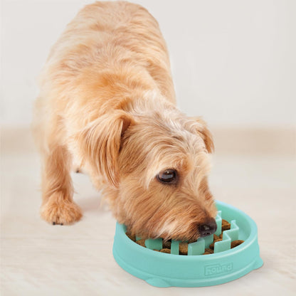 Fun Feeder Slo Bowl – Medium 2‑Cup Capacity, Slow Feeding, Small to Medium Dogs & Cats, Non-Slip, Blue, Notch Pattern | Slows Fast Eaters, Can Aid Digestion, Holds 2 Cups Dry or Wet Food, Non-Slip, Easy Clean, No BPA, Small to Medium Dogs & Cats