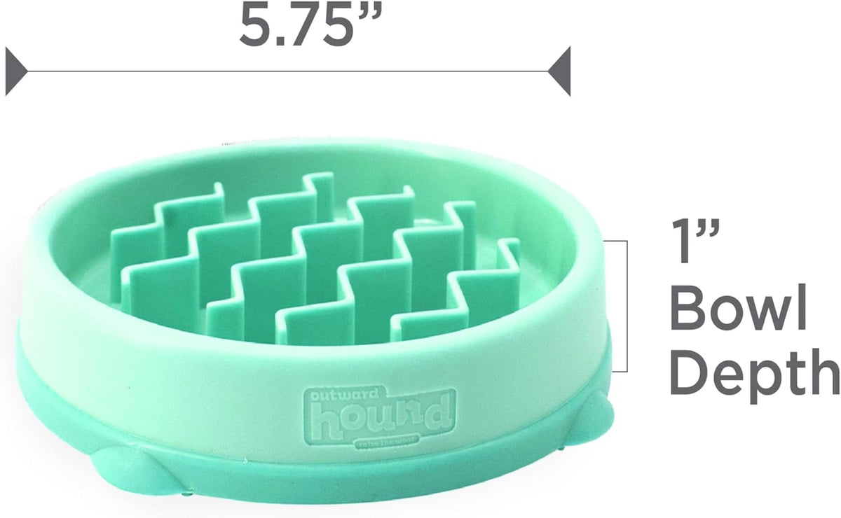 Fun Feeder Slo Bowl – Medium 2‑Cup Capacity, Slow Feeding, Small to Medium Dogs & Cats, Non-Slip, Blue, Notch Pattern | Slows Fast Eaters, Can Aid Digestion, Holds 2 Cups Dry or Wet Food, Non-Slip, Easy Clean, No BPA, Small to Medium Dogs & Cats