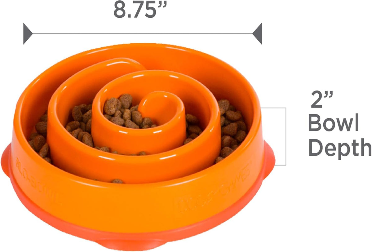 Fun Feeder Slo Bowl – Medium 2‑Cup Capacity, Slow Feeding, Small to Medium Dogs & Cats, Non-Slip, Blue, Notch Pattern | Slows Fast Eaters, Can Aid Digestion, Holds 2 Cups Dry or Wet Food, Non-Slip, Easy Clean, No BPA, Small to Medium Dogs & Cats