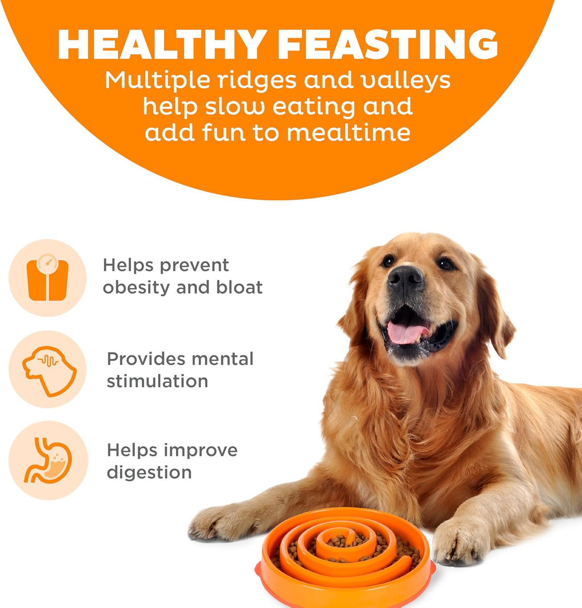 Fun Feeder Slo Bowl – Medium 2‑Cup Capacity, Slow Feeding, Small to Medium Dogs & Cats, Non-Slip, Blue, Notch Pattern | Slows Fast Eaters, Can Aid Digestion, Holds 2 Cups Dry or Wet Food, Non-Slip, Easy Clean, No BPA, Small to Medium Dogs & Cats