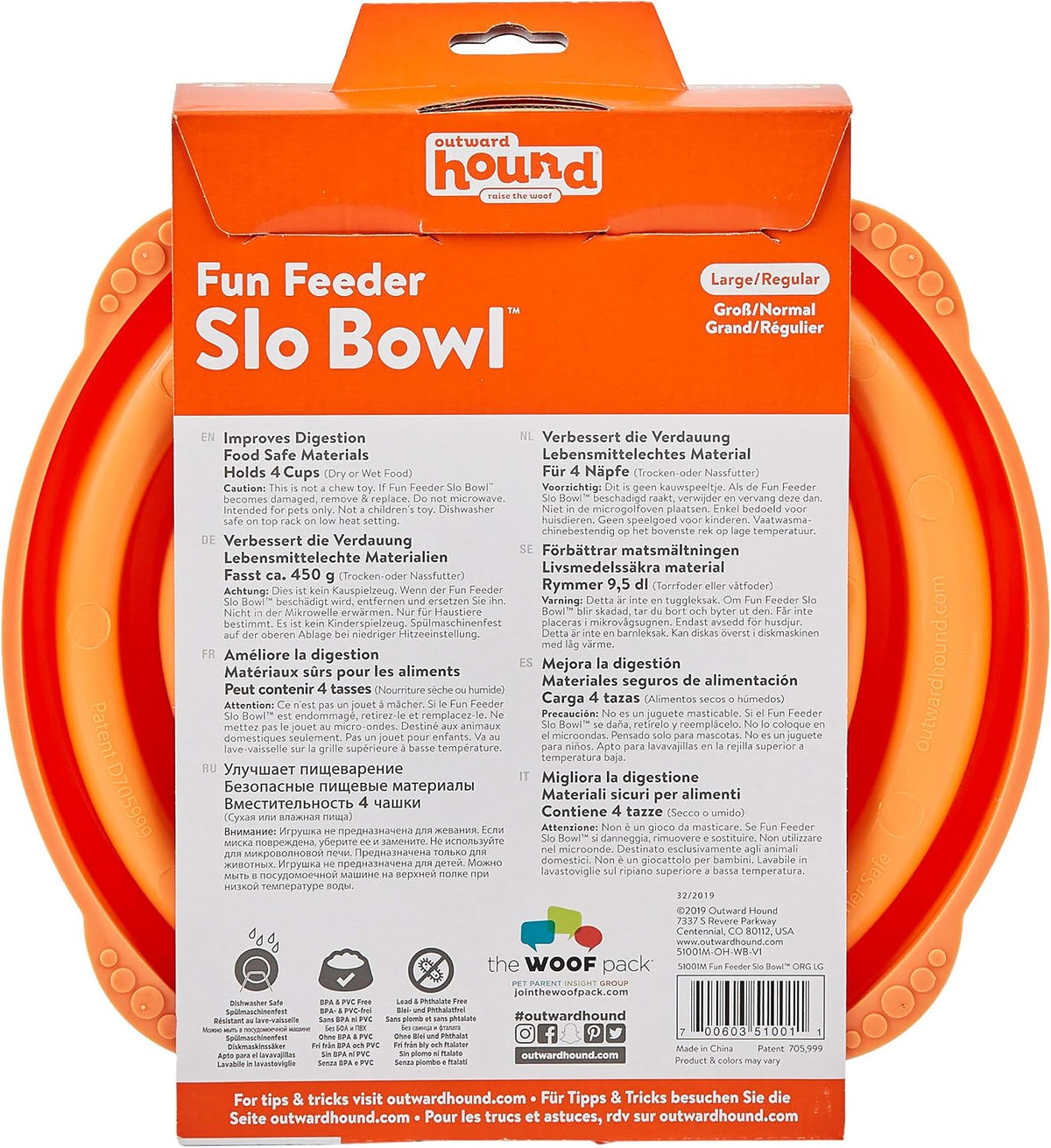 Fun Feeder Slo Bowl – Medium 2‑Cup Capacity, Slow Feeding, Small to Medium Dogs & Cats, Non-Slip, Blue, Notch Pattern | Slows Fast Eaters, Can Aid Digestion, Holds 2 Cups Dry or Wet Food, Non-Slip, Easy Clean, No BPA, Small to Medium Dogs & Cats