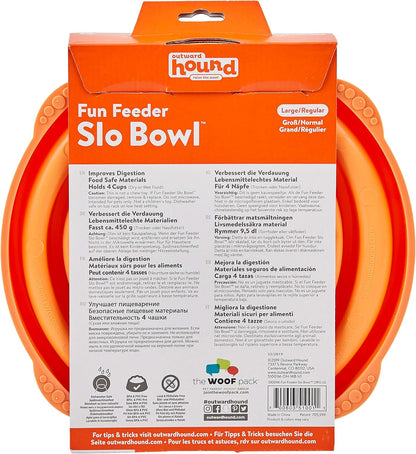 Fun Feeder Slo Bowl – Medium 2‑Cup Capacity, Slow Feeding, Small to Medium Dogs & Cats, Non-Slip, Blue, Notch Pattern | Slows Fast Eaters, Can Aid Digestion, Holds 2 Cups Dry or Wet Food, Non-Slip, Easy Clean, No BPA, Small to Medium Dogs & Cats