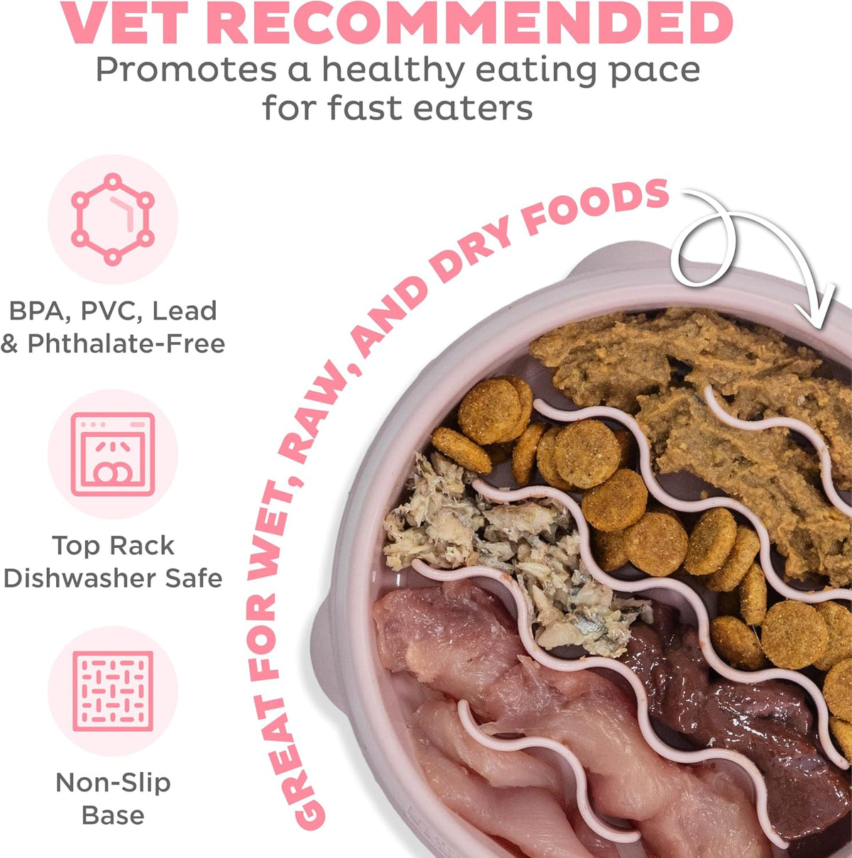 Fun Feeder Slo Bowl – Medium 2‑Cup Capacity, Slow Feeding, Small to Medium Dogs & Cats, Non-Slip, Blue, Notch Pattern | Slows Fast Eaters, Can Aid Digestion, Holds 2 Cups Dry or Wet Food, Non-Slip, Easy Clean, No BPA, Small to Medium Dogs & Cats