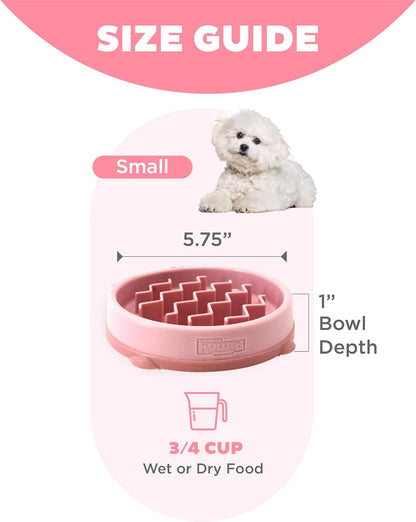 Fun Feeder Slo Bowl – Medium 2‑Cup Capacity, Slow Feeding, Small to Medium Dogs & Cats, Non-Slip, Blue, Notch Pattern | Slows Fast Eaters, Can Aid Digestion, Holds 2 Cups Dry or Wet Food, Non-Slip, Easy Clean, No BPA, Small to Medium Dogs & Cats