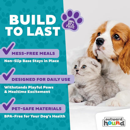 Fun Feeder Slo Bowl – Medium 2‑Cup Capacity, Slow Feeding, Small to Medium Dogs & Cats, Non-Slip, Blue, Notch Pattern | Slows Fast Eaters, Can Aid Digestion, Holds 2 Cups Dry or Wet Food, Non-Slip, Easy Clean, No BPA, Small to Medium Dogs & Cats