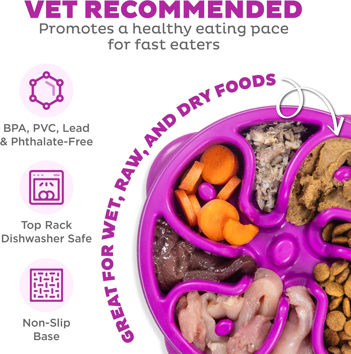 Fun Feeder Slo Bowl – Medium 2‑Cup Capacity, Slow Feeding, Small to Medium Dogs & Cats, Non-Slip, Blue, Notch Pattern | Slows Fast Eaters, Can Aid Digestion, Holds 2 Cups Dry or Wet Food, Non-Slip, Easy Clean, No BPA, Small to Medium Dogs & Cats