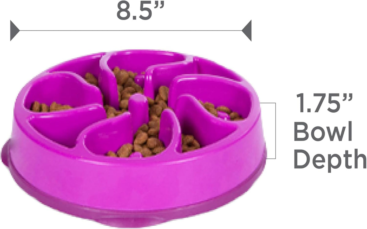 Fun Feeder Slo Bowl – Medium 2‑Cup Capacity, Slow Feeding, Small to Medium Dogs & Cats, Non-Slip, Blue, Notch Pattern | Slows Fast Eaters, Can Aid Digestion, Holds 2 Cups Dry or Wet Food, Non-Slip, Easy Clean, No BPA, Small to Medium Dogs & Cats