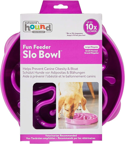 Fun Feeder Slo Bowl – Medium 2‑Cup Capacity, Slow Feeding, Small to Medium Dogs & Cats, Non-Slip, Blue, Notch Pattern | Slows Fast Eaters, Can Aid Digestion, Holds 2 Cups Dry or Wet Food, Non-Slip, Easy Clean, No BPA, Small to Medium Dogs & Cats