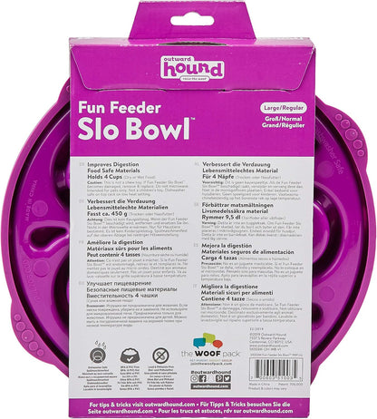 Fun Feeder Slo Bowl – Medium 2‑Cup Capacity, Slow Feeding, Small to Medium Dogs & Cats, Non-Slip, Blue, Notch Pattern | Slows Fast Eaters, Can Aid Digestion, Holds 2 Cups Dry or Wet Food, Non-Slip, Easy Clean, No BPA, Small to Medium Dogs & Cats