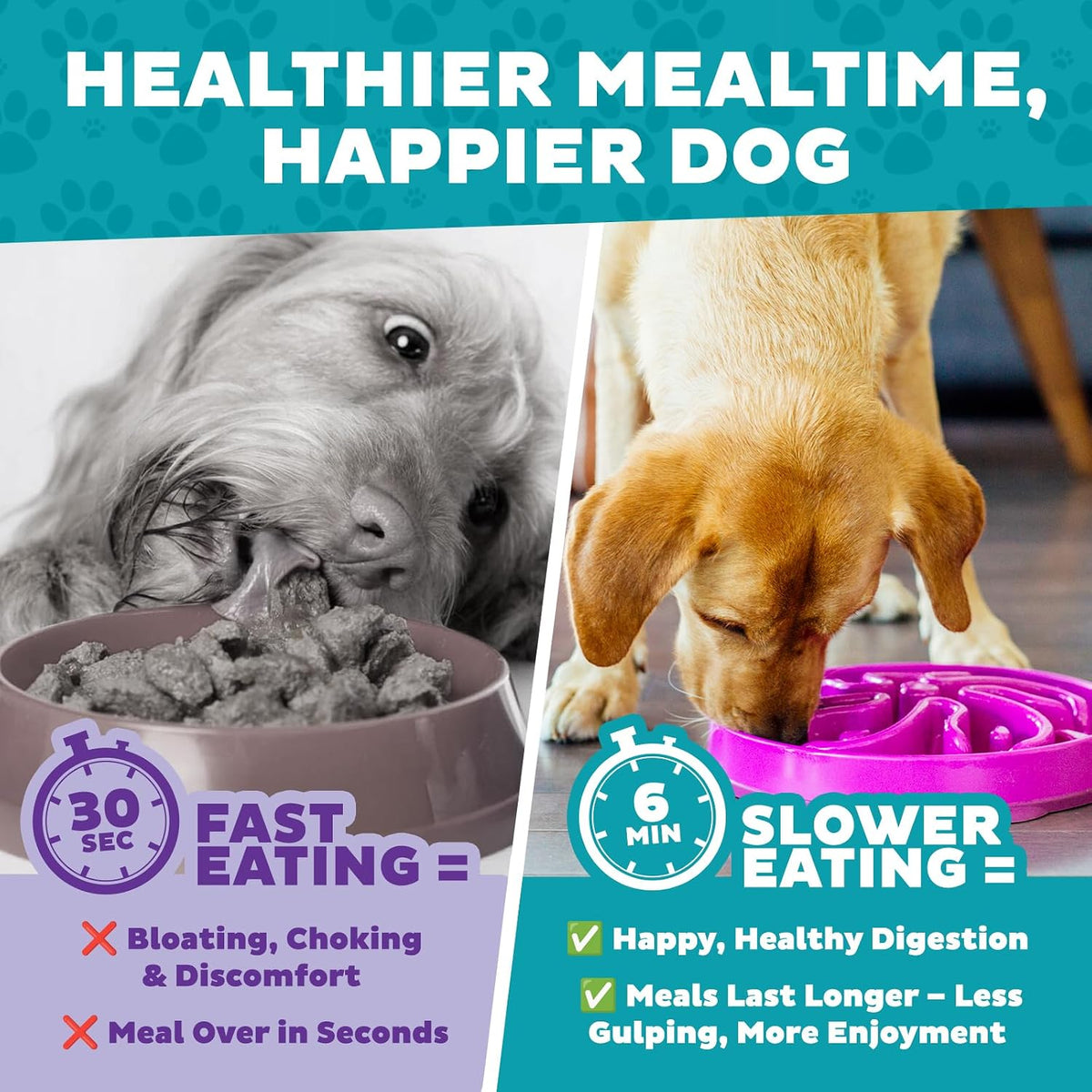 Fun Feeder Slo Bowl – Medium 2‑Cup Capacity, Slow Feeding, Small to Medium Dogs & Cats, Non-Slip, Blue, Notch Pattern | Slows Fast Eaters, Can Aid Digestion, Holds 2 Cups Dry or Wet Food, Non-Slip, Easy Clean, No BPA, Small to Medium Dogs & Cats
