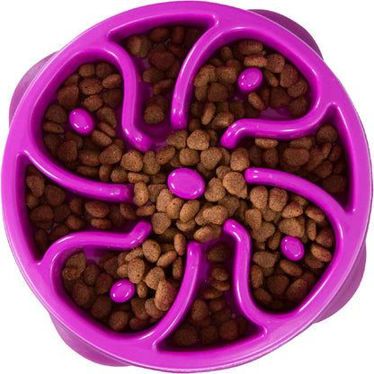 Fun Feeder Slo Bowl – Medium 2‑Cup Capacity, Slow Feeding, Small to Medium Dogs & Cats, Non-Slip, Blue, Notch Pattern | Slows Fast Eaters, Can Aid Digestion, Holds 2 Cups Dry or Wet Food, Non-Slip, Easy Clean, No BPA, Small to Medium Dogs & Cats