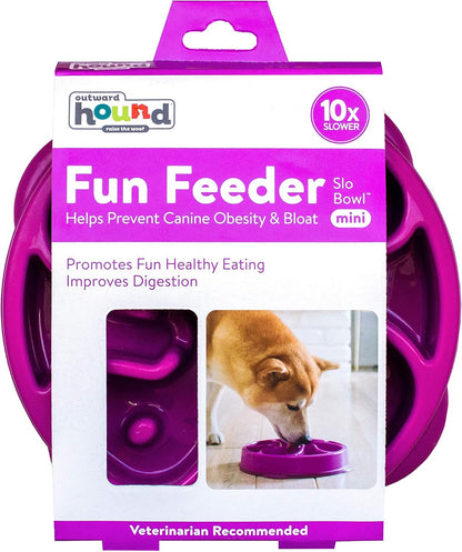 Fun Feeder Slo Bowl – Medium 2‑Cup Capacity, Slow Feeding, Small to Medium Dogs & Cats, Non-Slip, Blue, Notch Pattern | Slows Fast Eaters, Can Aid Digestion, Holds 2 Cups Dry or Wet Food, Non-Slip, Easy Clean, No BPA, Small to Medium Dogs & Cats