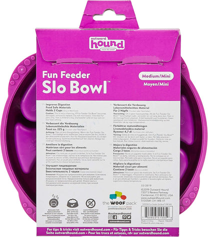 Fun Feeder Slo Bowl – Medium 2‑Cup Capacity, Slow Feeding, Small to Medium Dogs & Cats, Non-Slip, Blue, Notch Pattern | Slows Fast Eaters, Can Aid Digestion, Holds 2 Cups Dry or Wet Food, Non-Slip, Easy Clean, No BPA, Small to Medium Dogs & Cats