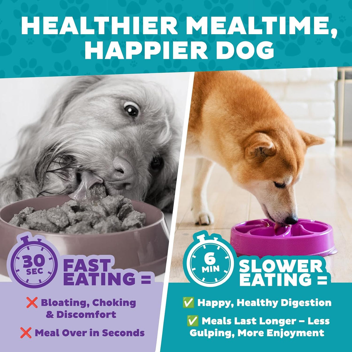 Fun Feeder Slo Bowl – Medium 2‑Cup Capacity, Slow Feeding, Small to Medium Dogs & Cats, Non-Slip, Blue, Notch Pattern | Slows Fast Eaters, Can Aid Digestion, Holds 2 Cups Dry or Wet Food, Non-Slip, Easy Clean, No BPA, Small to Medium Dogs & Cats