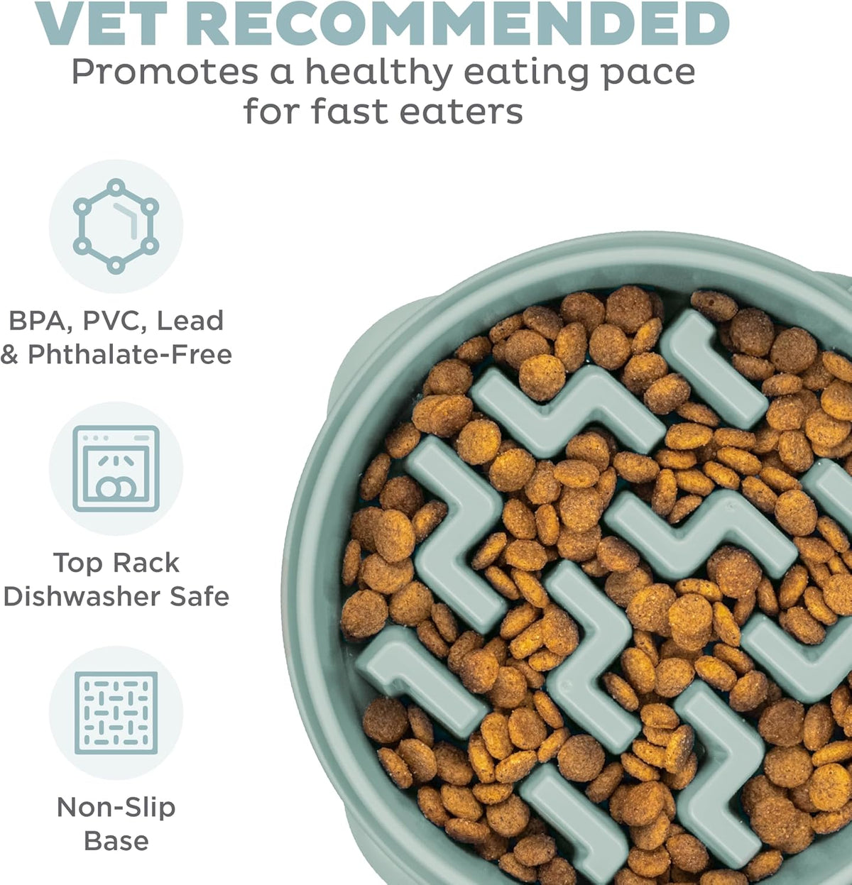 Fun Feeder Slo Bowl – Medium 2‑Cup Capacity, Slow Feeding, Small to Medium Dogs & Cats, Non-Slip, Blue, Notch Pattern | Slows Fast Eaters, Can Aid Digestion, Holds 2 Cups Dry or Wet Food, Non-Slip, Easy Clean, No BPA, Small to Medium Dogs & Cats