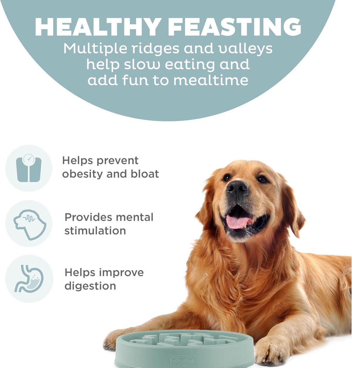 Fun Feeder Slo Bowl – Medium 2‑Cup Capacity, Slow Feeding, Small to Medium Dogs & Cats, Non-Slip, Blue, Notch Pattern | Slows Fast Eaters, Can Aid Digestion, Holds 2 Cups Dry or Wet Food, Non-Slip, Easy Clean, No BPA, Small to Medium Dogs & Cats