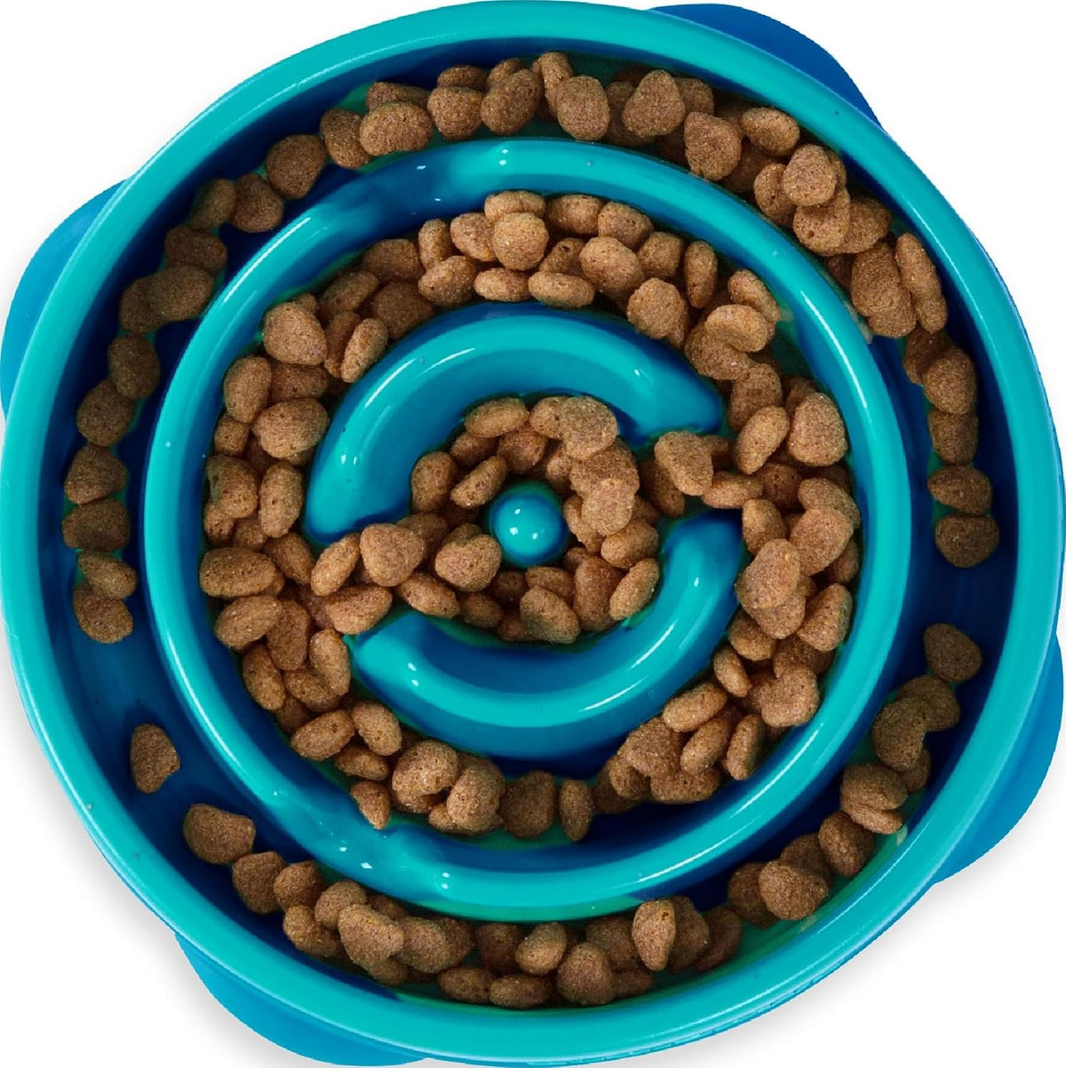 Fun Feeder Slo Bowl – Medium 2‑Cup Capacity, Slow Feeding, Small to Medium Dogs & Cats, Non-Slip, Blue, Notch Pattern | Slows Fast Eaters, Can Aid Digestion, Holds 2 Cups Dry or Wet Food, Non-Slip, Easy Clean, No BPA, Small to Medium Dogs & Cats