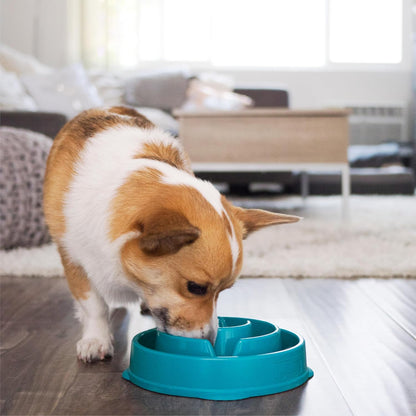 Fun Feeder Slo Bowl – Medium 2‑Cup Capacity, Slow Feeding, Small to Medium Dogs & Cats, Non-Slip, Blue, Notch Pattern | Slows Fast Eaters, Can Aid Digestion, Holds 2 Cups Dry or Wet Food, Non-Slip, Easy Clean, No BPA, Small to Medium Dogs & Cats
