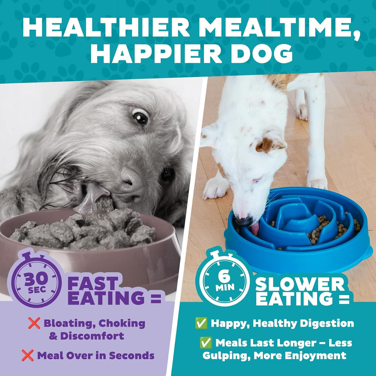 Fun Feeder Slo Bowl – Medium 2‑Cup Capacity, Slow Feeding, Small to Medium Dogs & Cats, Non-Slip, Blue, Notch Pattern | Slows Fast Eaters, Can Aid Digestion, Holds 2 Cups Dry or Wet Food, Non-Slip, Easy Clean, No BPA, Small to Medium Dogs & Cats