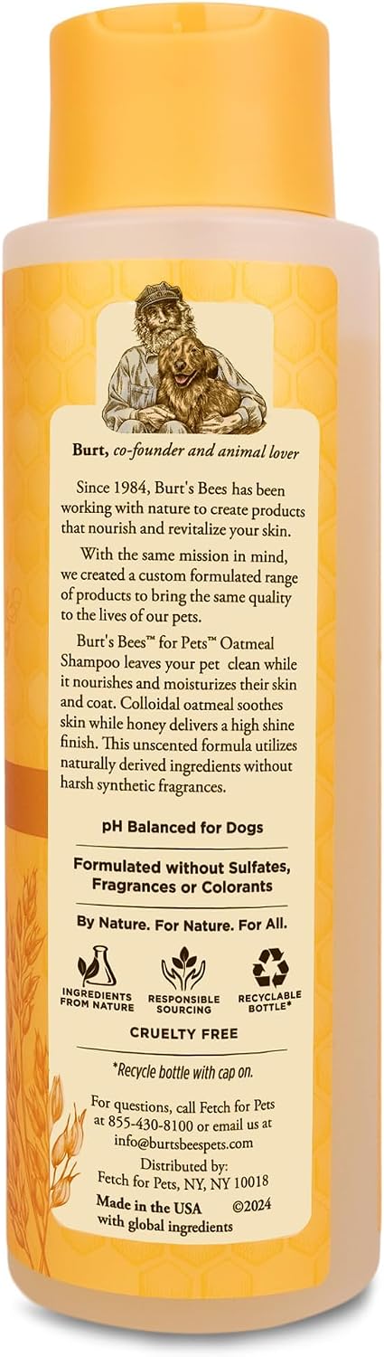 Oatmeal Dog Shampoo with Honey, Unscented, 16 Fl Oz