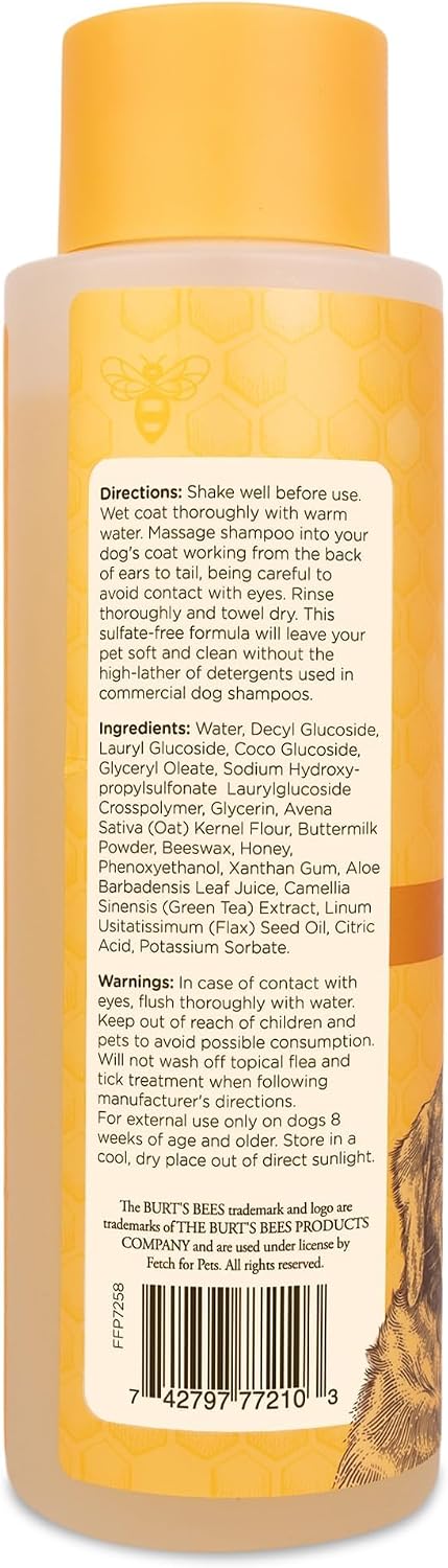 Oatmeal Dog Shampoo with Honey, Unscented, 16 Fl Oz