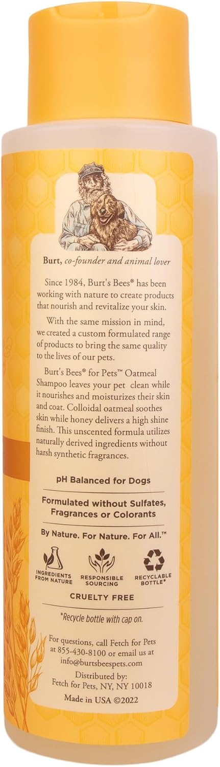 Oatmeal Dog Shampoo with Honey, Unscented, 16 Fl Oz
