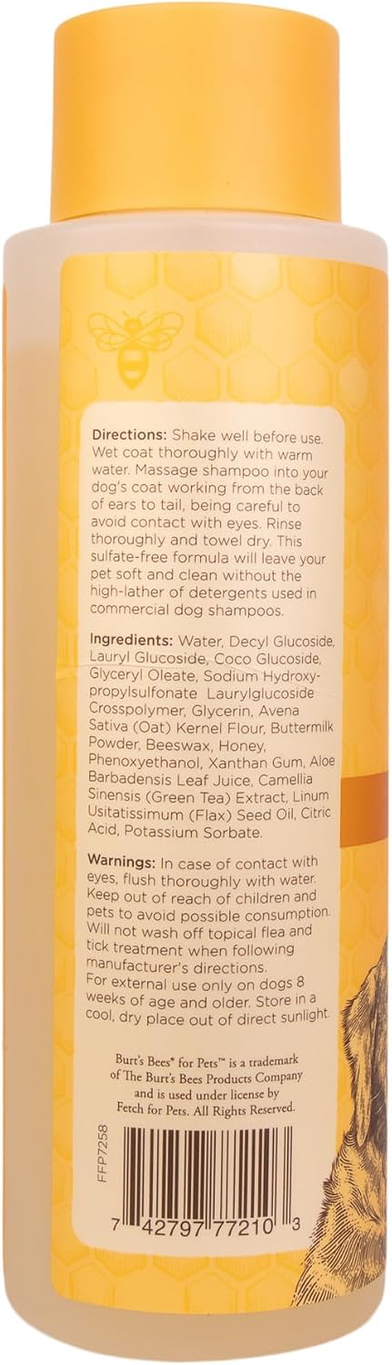 Oatmeal Dog Shampoo with Honey, Unscented, 16 Fl Oz