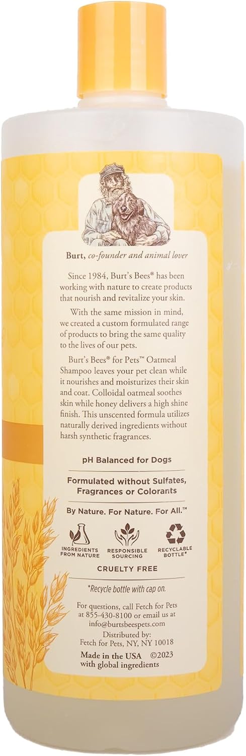 Oatmeal Dog Shampoo with Honey, Unscented, 16 Fl Oz