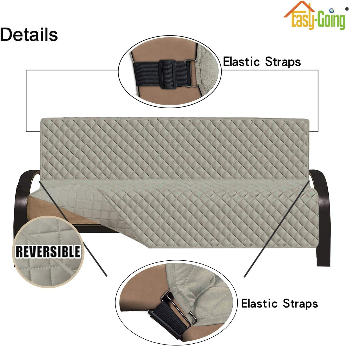 Reversible Couch Cover, 3 Cushion Sofa, Large, Chocolate/Beige | Machine Washable Slipcover For Dogs, Water Resistant Furniture Mat For Living Room, Non-Slip Sofa Cover, Pet Friendly - Colors B