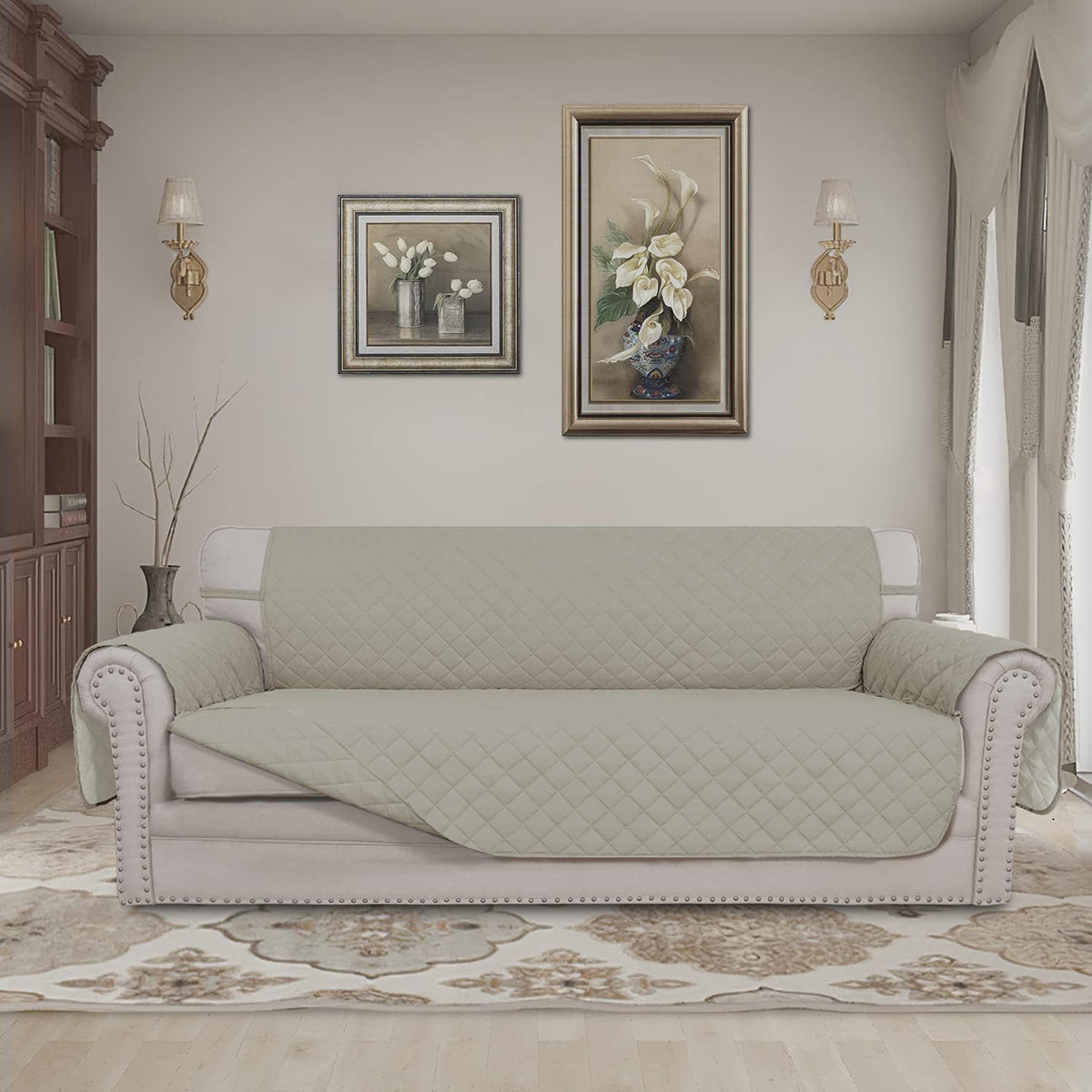 Reversible Couch Cover, 3 Cushion Sofa, Large, Chocolate/Beige | Machine Washable Slipcover For Dogs, Water Resistant Furniture Mat For Living Room, Non-Slip Sofa Cover, Pet Friendly - Colors B