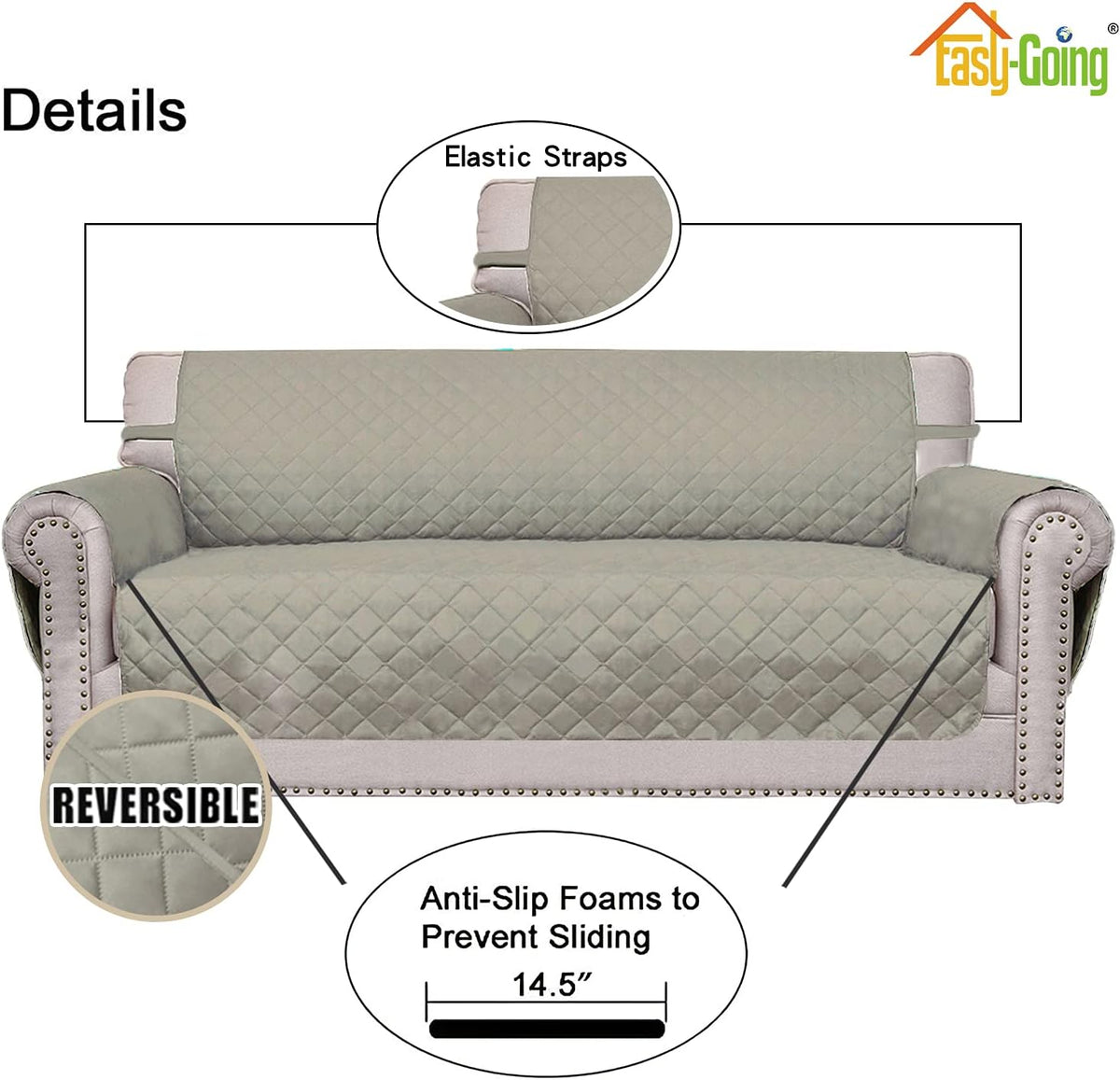 Reversible Couch Cover, 3 Cushion Sofa, Large, Chocolate/Beige | Machine Washable Slipcover For Dogs, Water Resistant Furniture Mat For Living Room, Non-Slip Sofa Cover, Pet Friendly - Colors B