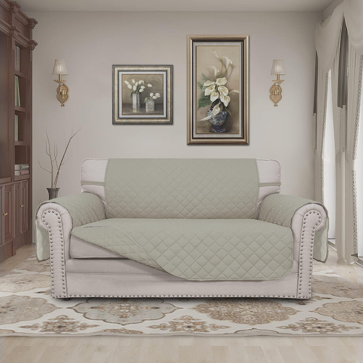 Reversible Couch Cover, 3 Cushion Sofa, Large, Chocolate/Beige | Machine Washable Slipcover For Dogs, Water Resistant Furniture Mat For Living Room, Non-Slip Sofa Cover, Pet Friendly - Colors B