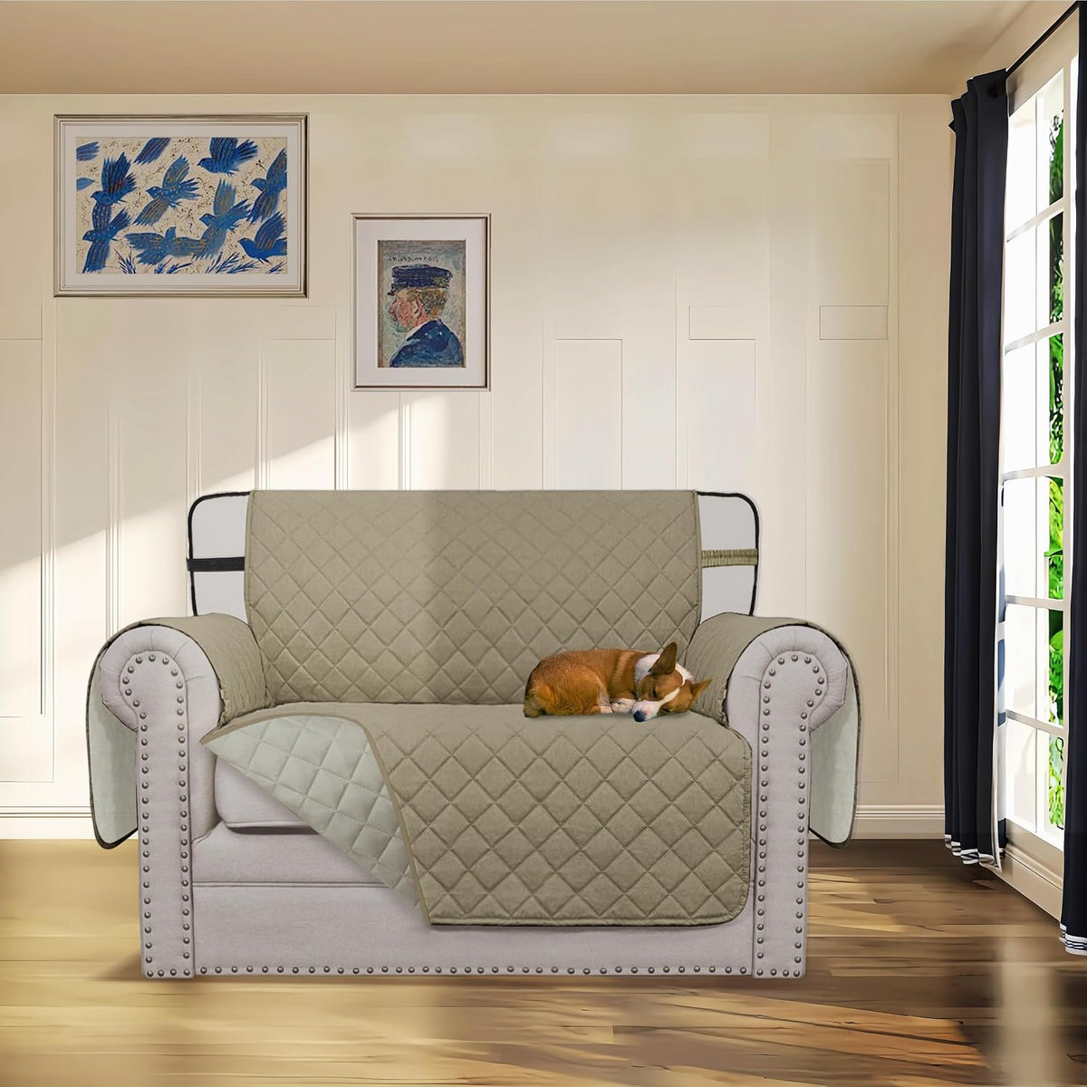 Reversible Couch Cover, 3 Cushion Sofa, Large, Chocolate/Beige | Machine Washable Slipcover For Dogs, Water Resistant Furniture Mat For Living Room, Non-Slip Sofa Cover, Pet Friendly - Colors B