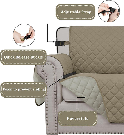 Reversible Couch Cover, 3 Cushion Sofa, Large, Chocolate/Beige | Machine Washable Slipcover For Dogs, Water Resistant Furniture Mat For Living Room, Non-Slip Sofa Cover, Pet Friendly - Colors B