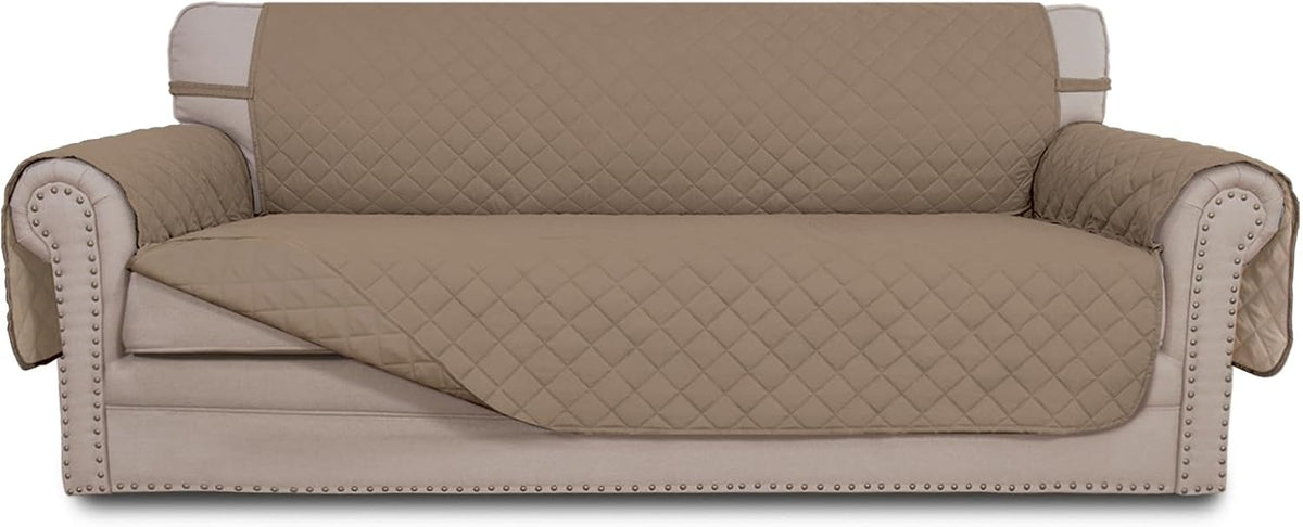 Reversible Couch Cover, 3 Cushion Sofa, Large, Chocolate/Beige | Machine Washable Slipcover For Dogs, Water Resistant Furniture Mat For Living Room, Non-Slip Sofa Cover, Pet Friendly - Colors B