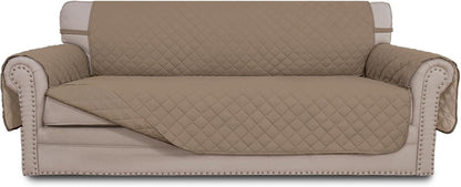 Reversible Couch Cover, 3 Cushion Sofa, Large, Chocolate/Beige | Machine Washable Slipcover For Dogs, Water Resistant Furniture Mat For Living Room, Non-Slip Sofa Cover, Pet Friendly - Colors B