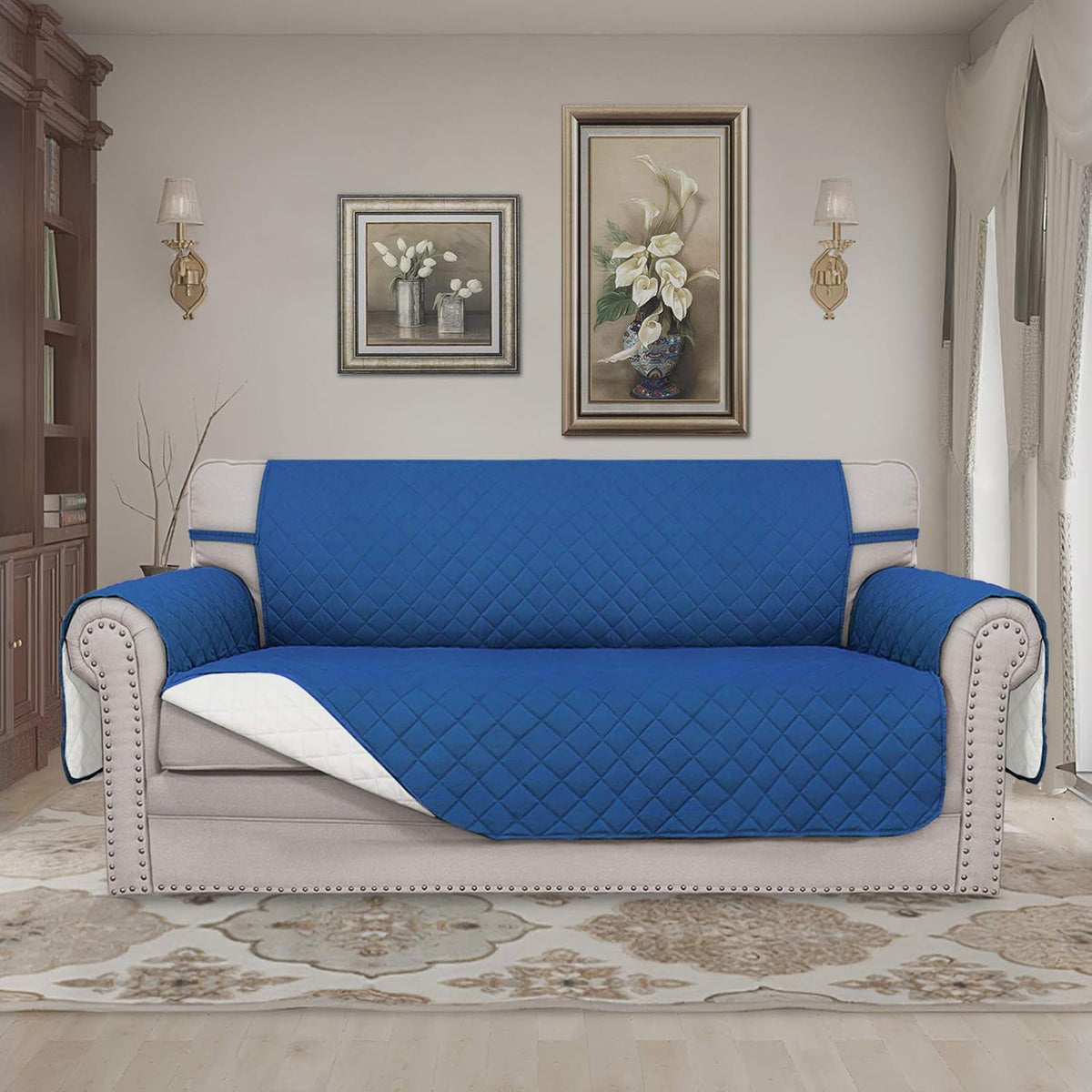 Reversible Couch Cover, 3 Cushion Sofa, Large, Chocolate/Beige | Machine Washable Slipcover For Dogs, Water Resistant Furniture Mat For Living Room, Non-Slip Sofa Cover, Pet Friendly - Colors B