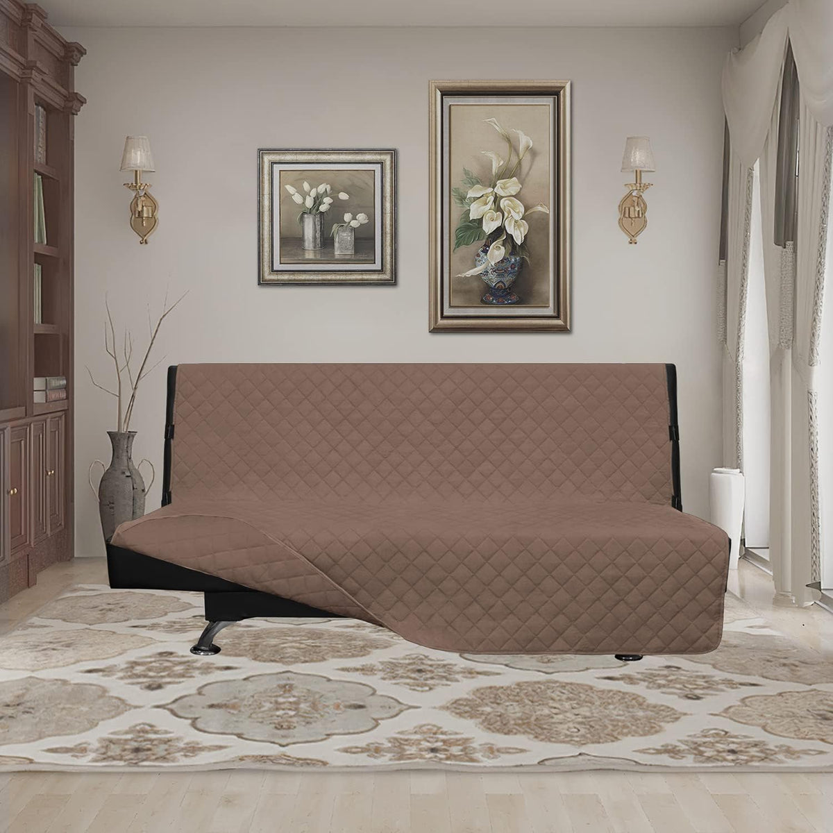 Reversible Couch Cover, 3 Cushion Sofa, Large, Chocolate/Beige | Machine Washable Slipcover For Dogs, Water Resistant Furniture Mat For Living Room, Non-Slip Sofa Cover, Pet Friendly - Colors B