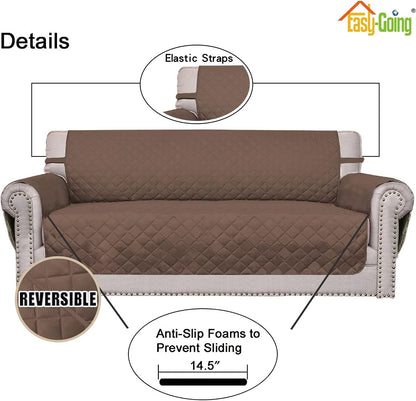 Reversible Couch Cover, 3 Cushion Sofa, Large, Chocolate/Beige | Machine Washable Slipcover For Dogs, Water Resistant Furniture Mat For Living Room, Non-Slip Sofa Cover, Pet Friendly - Colors B